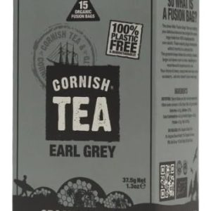 Cornish Tea Organic Earl Grey Black Tea, 15 Plastic-Free Fusion Bags, Made in Cornwall