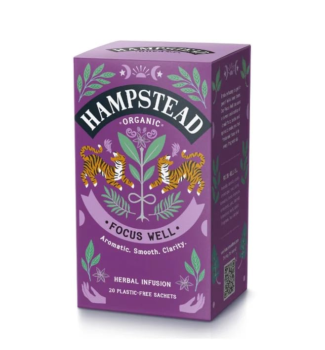 Hampstead Organic Focus Well 20 tea bags caffeine free herbal infusion