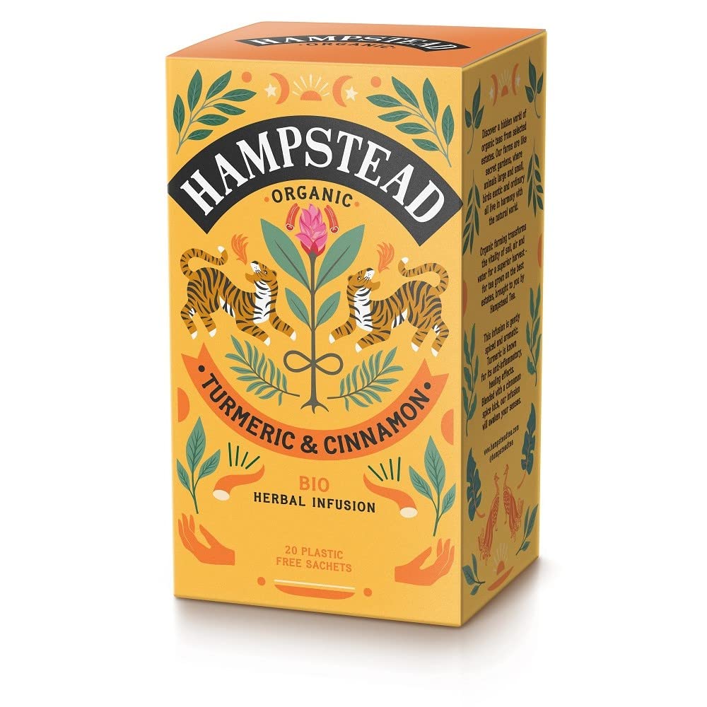 Hampstead Tea - Biodynamic Organic Turmeric and Cinnamon Tea, 20 Tea Bags